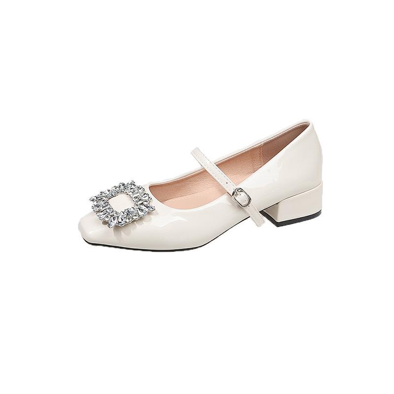 

Beautiful silver Mary Jane shoes women s 2025 spring and autumn new small leather shoes thick heel high heels French single shoes 40 бежевый