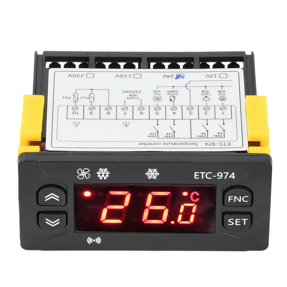 ETC-974 Controlador de Temperatura Alta Precisión Pantalla Digital Inteligente Control de Calefacción Descongelación de Refrigerador