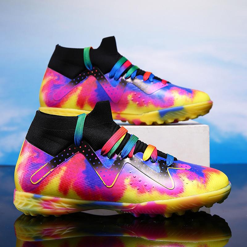 20252025 Seamless fly-woven football shoes men's high-top AG long nails broken nails adult professional training shoes