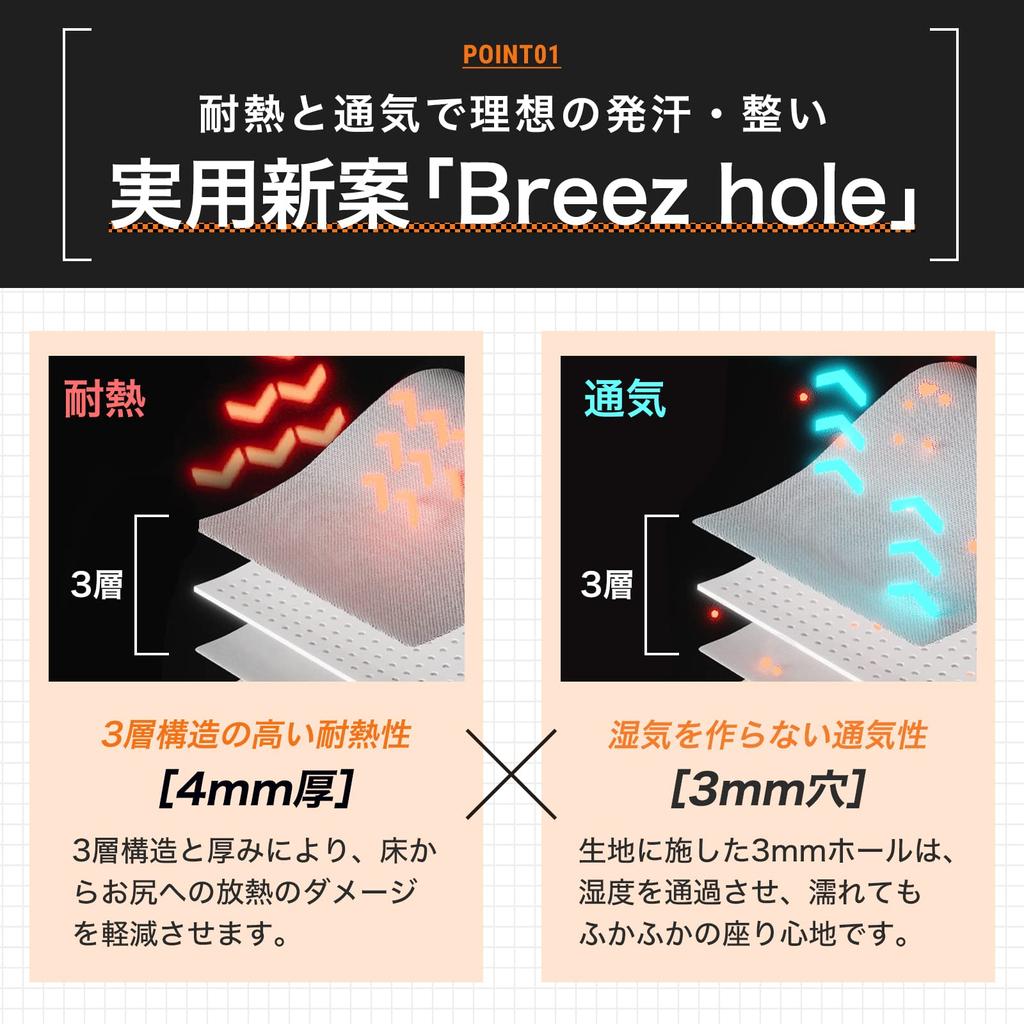 Mat X Foldable 4mm Thick Cushion Large Ventilation Holes No Stuffiness Machine Washable Quick Drying Unisex Dark Gray [co-que]Sauna 39.2cm 29.7cm