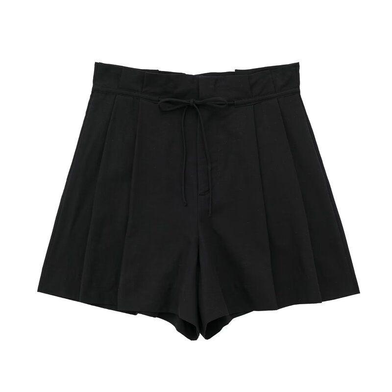 Fashion Style Summer New Fashion Trendy Women's Mid Waist Easiest for Match Linen Blend Casual Shorts 4661413 800