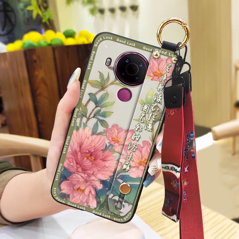 Schmutzabweisende Strapazierfähige Handyhülle Für Nokia 5.4 Für Mama Chinesischer Stil Mode Silikon Staubdicht Umhängeband Ältere Dame