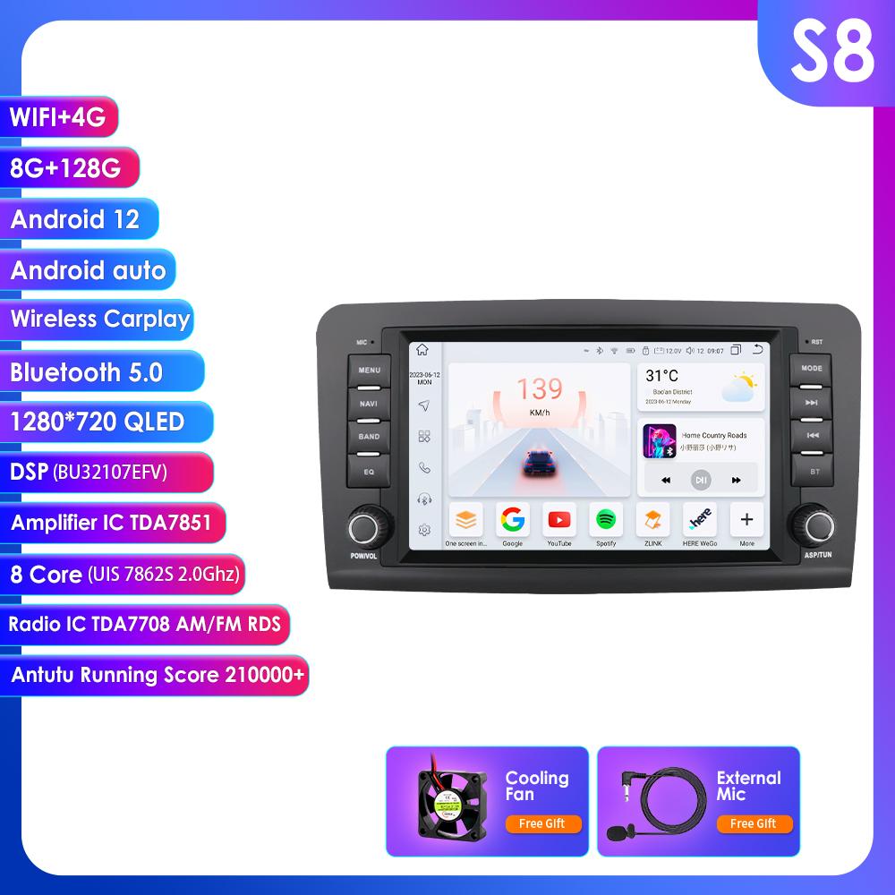 Ossuret 2Din Android 13 Car Radio for Mercedes Benz GL ML W164 ML350 ML500 X164 GL35 GL45 2005-2012 Navigation GPS Intelligent Multimedia Video WIFI