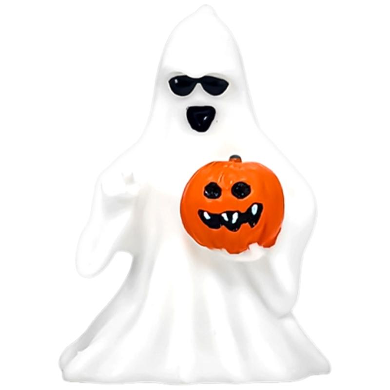 

Funny Ghostly Miniature Statue With Sunglasses Pumpkin Collectible Ornament Halloween Home Office Desktop Shelf Decors