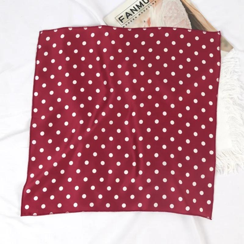 New Women 50cm Breathable Fashion Dot Small Neck Square Scarfs Office Lady Hair Band Foulard Hand Kerchief Female Bandana Shawl