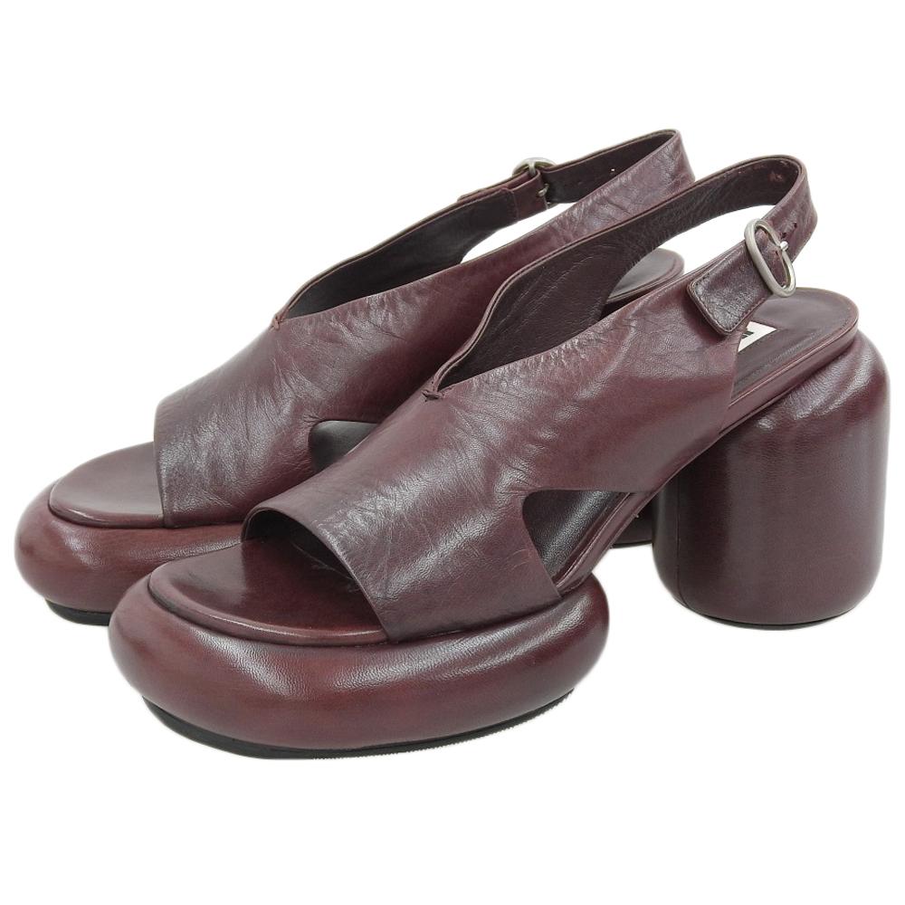 Jil Sander Women's Leather Sandals, Bordeaux, Size 37, JS38037A, 22Stainless Steel Shoes 37 BordeauxUsed