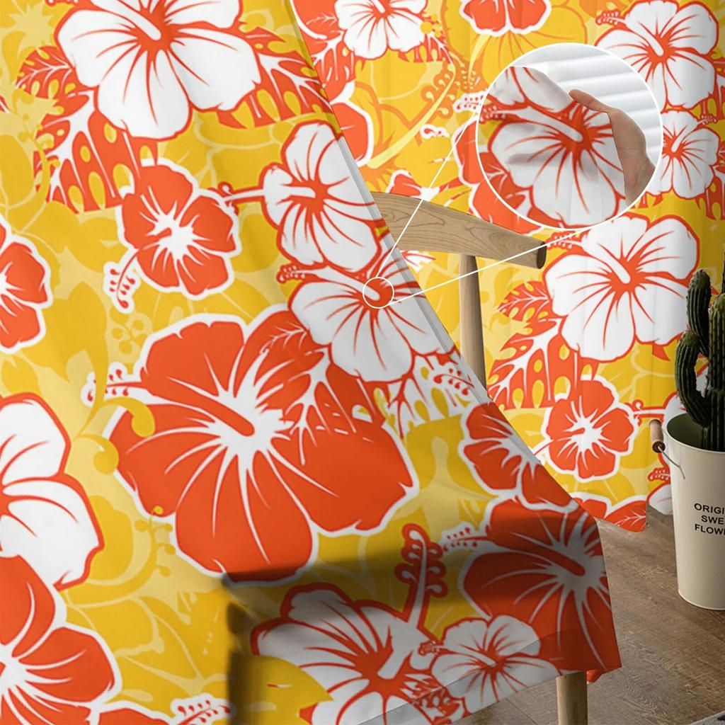 Perdele Transparente din Șifon cu Textură de Floare Tropicală Hawaiiană pentru Living, Decor Acasă, Fereastră, Voal, Tulle, Draperii