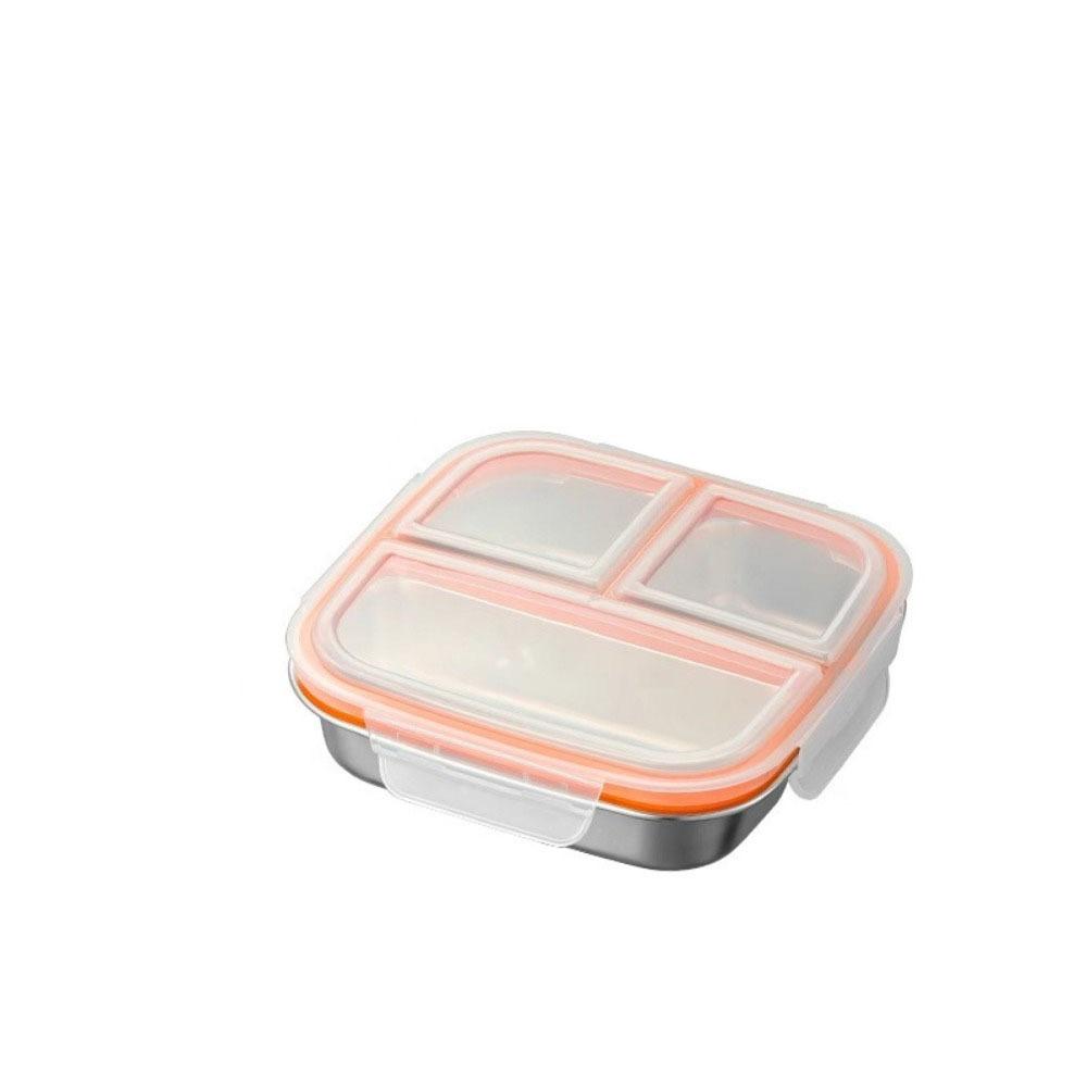 Leak Proof Stainless Steel  Lunch Box Reusable Student Meal Plate Food Container  Child School