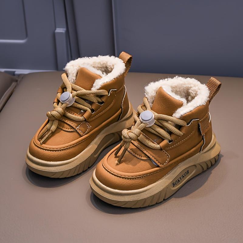 

Cozy Ankle Boots Vintage Inspired Durable Non Slip Soles Boys Girls Fall Winter Casual Comfortable Midtop Laceup Fabric Lined 30 хаки