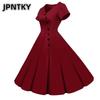 JPNTKY Moda Verão Primavera Cor Sólida Estampa Manga Curta Decote V Vestidos Casuais