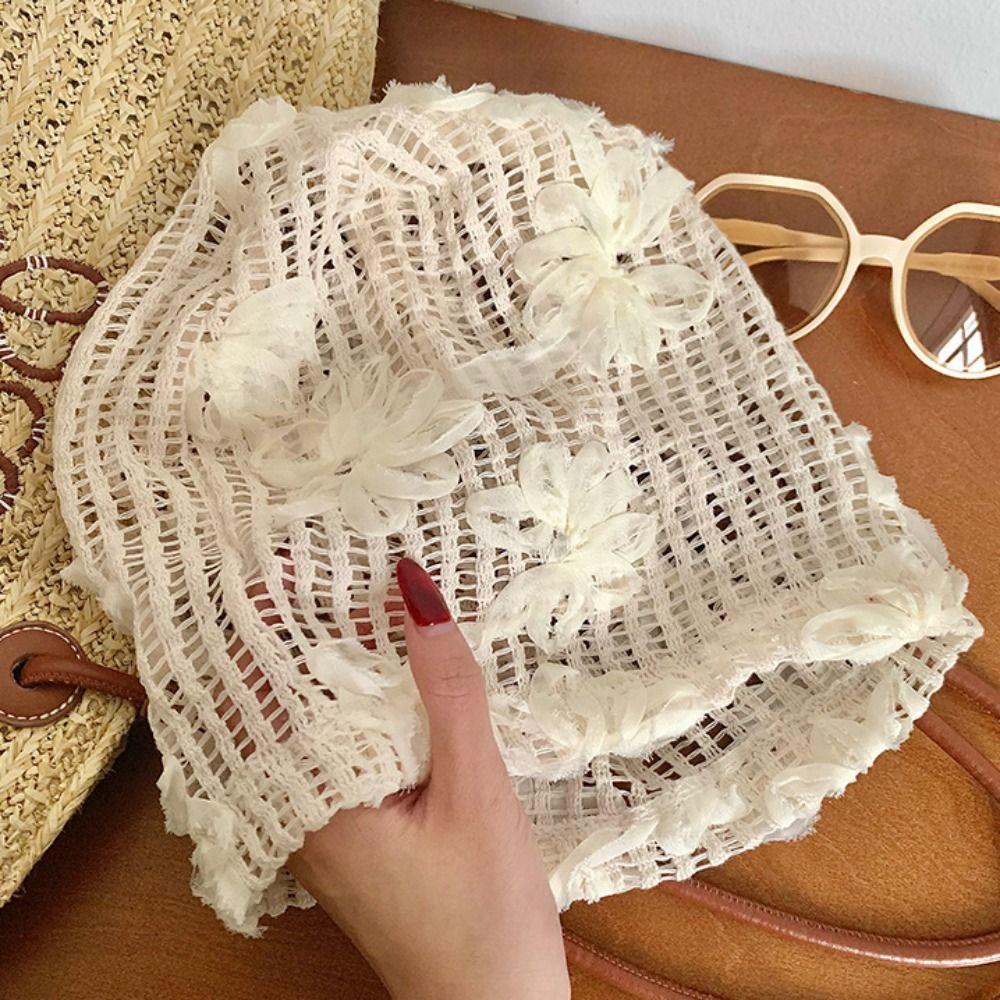 Handmade Lace Beanies Hat Cute Weave Cap Sweet Flower Knitted Hat  Outdoor