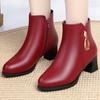 Soft Leather Women's Warm Wool Snow Boots High Heel Black  Beige   New Winter Stylish Anti-slip Side Zipper Ankle Boots