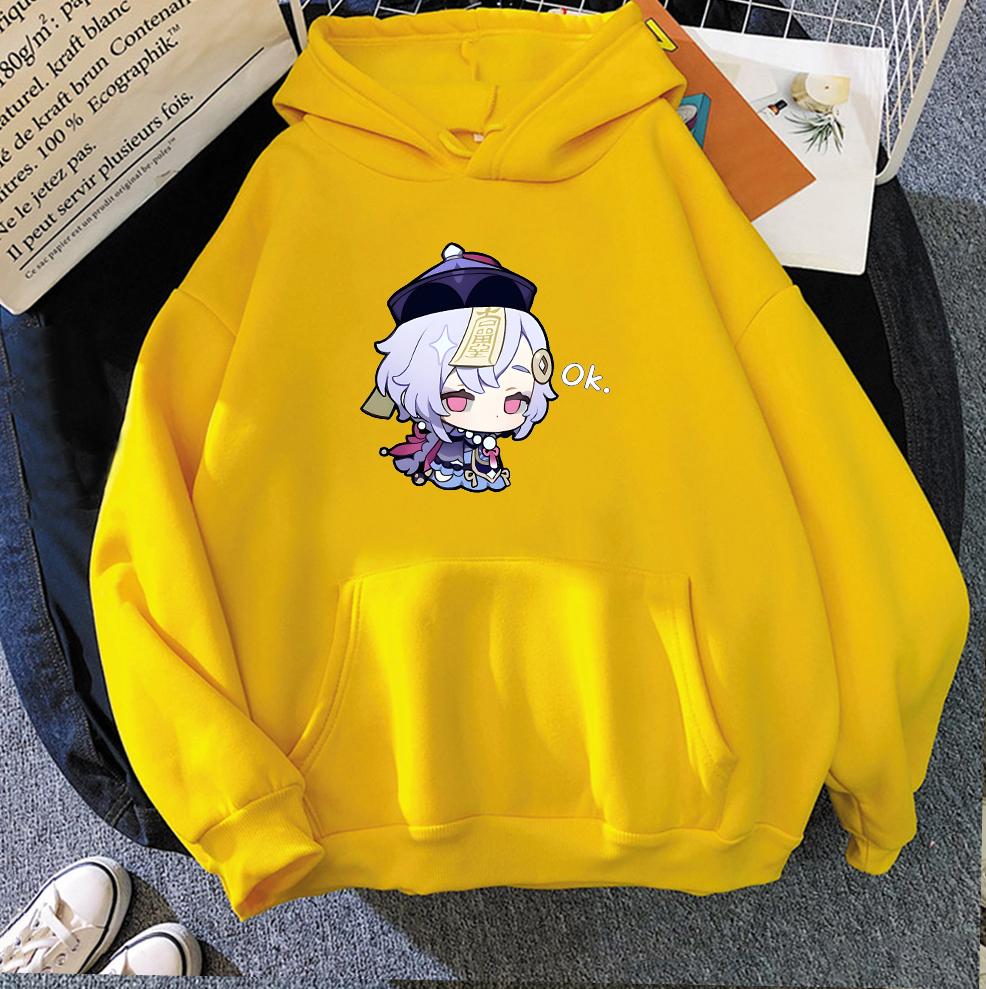 

Kawaii Genshin Impact Qiqi толстовки с капюшоном в стиле аниме Wo унисекс толстовка с длинными рукавами графическая уличная одежда Sudaderas топы Y2K Harajuku XL