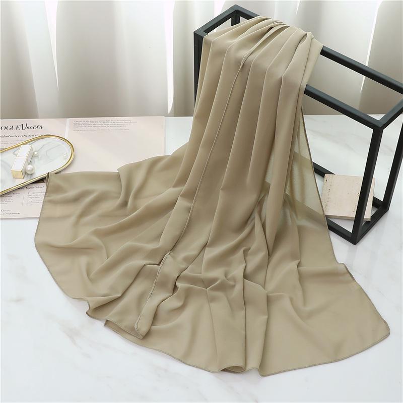 

Прямоугольный шарф из жемчужного сплошного шифона: Универсальный женский платок и шаль. 175*70cm