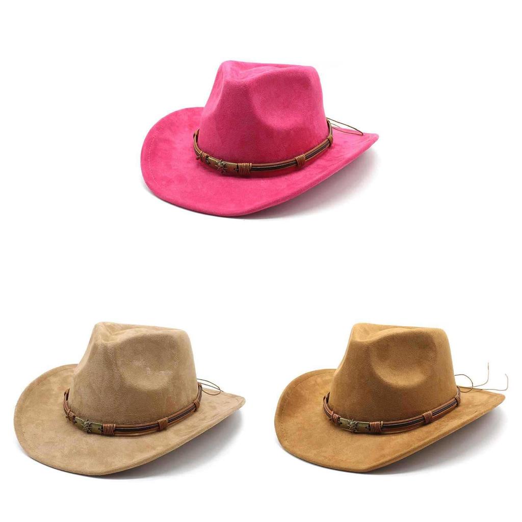 Western Cowboy Hat For Men Women Vintage Wool Felt Large Brim Warm Fedora