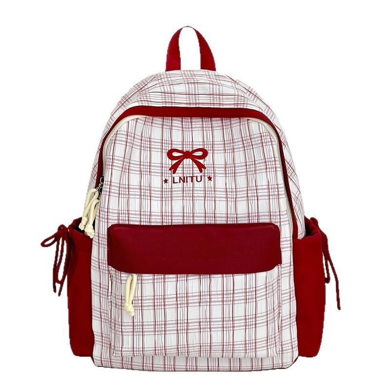 Schoolbag new Japanese plaid female college student schoolbag high value junior high school high school students large capacity cute bow back