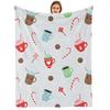 Xmas Cookie Snowflake Cartoon Anime Print Flannel Blanket Soft Warm Throw for Kids Bedroom Sofa Christmas Office Car