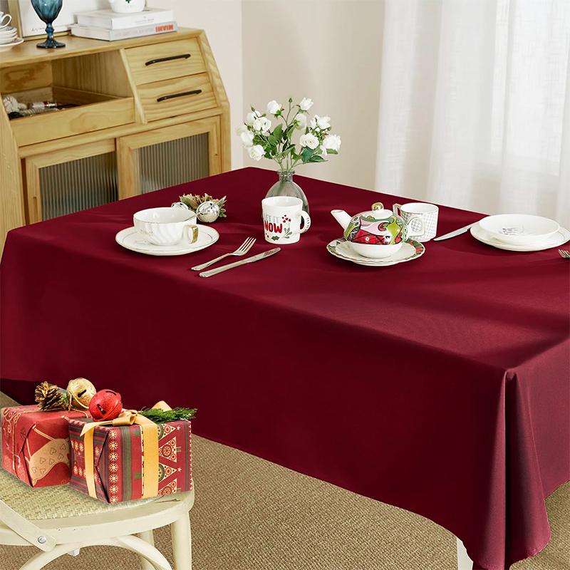 Weihnachten Weinrot Polyester Knitterarm, Waschbar Und Wiederverwendbar, Restaurantküche Tischdekoration Tuch Tischdecke
