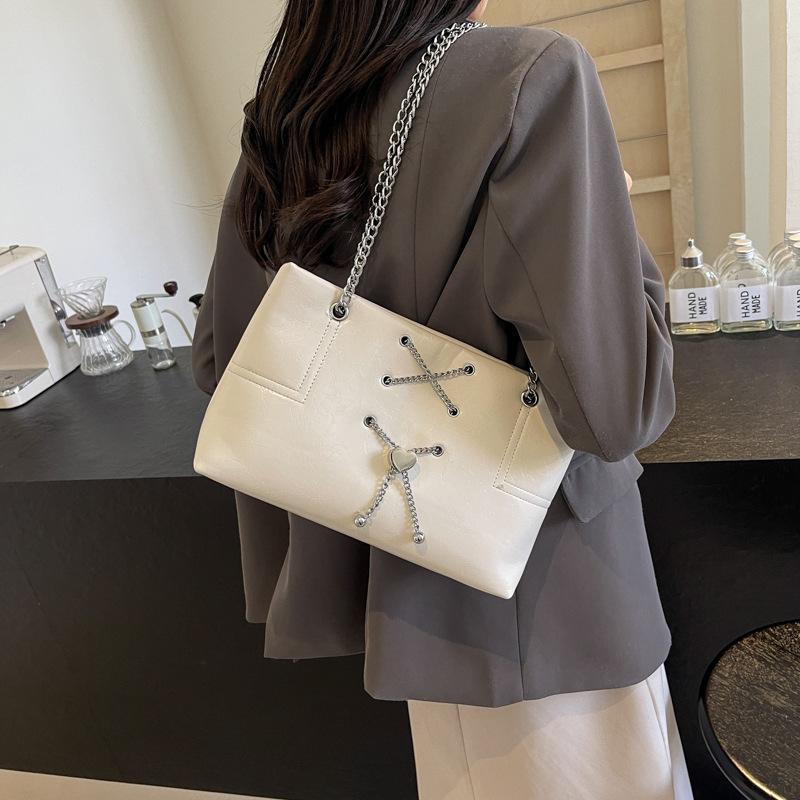 Large capacity chain retro tote bag women's new fashion casual texture small bag single shoulder underarm women's bag