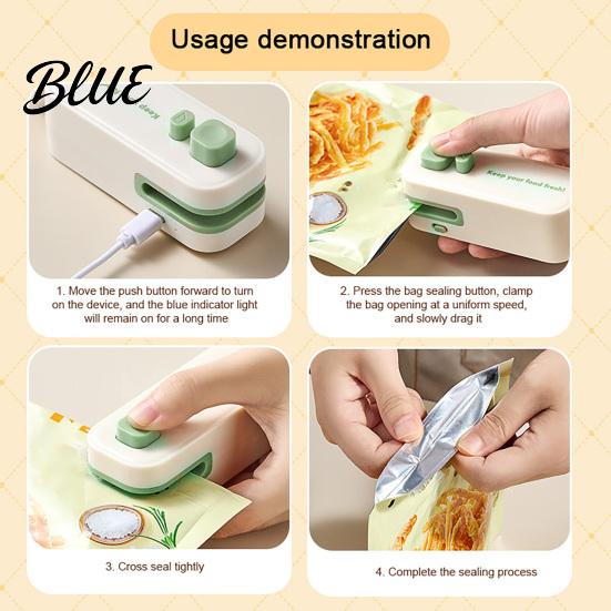 Magnetic Refrigerator Sealer 2 in 1 Mini Bag with Cutter Compact Handheld Portable Food Storage Tool Back Moisture-proof Heat Seal Machine