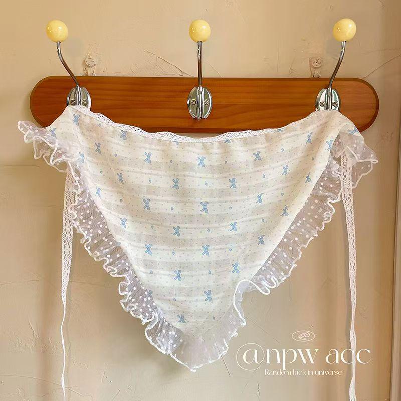 2026 Pastoral Style Lace Triangle Scarf Headband - Sweet Temperament Retro Plaid Ribbon Accessory.
