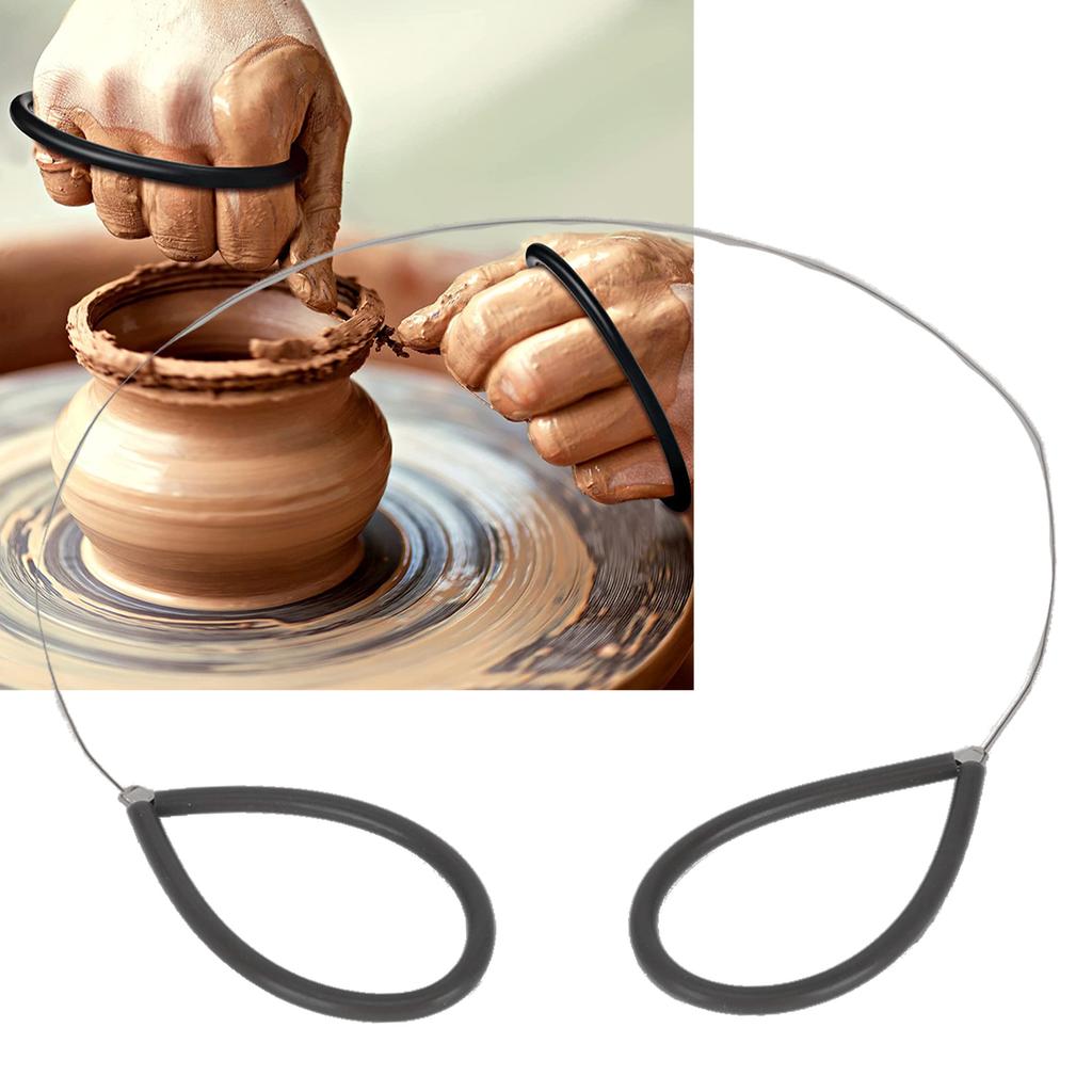 4pcs Clay Cutters Wire Flexible Safe Stainless Steel Cut Off Tools for Clay Artists with Black Hand Pottery Cut Off Tools