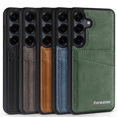 Prabangus odinis galinis dangtelis su kortelių laikikliais ir stoveliu, skirtas Samsung S26 Ultra S25 Edge S24 S23 S22 Plus S21 FE A15 A16 A17 A34 A35 A36 A37 A54 A55 A56 A57 5G