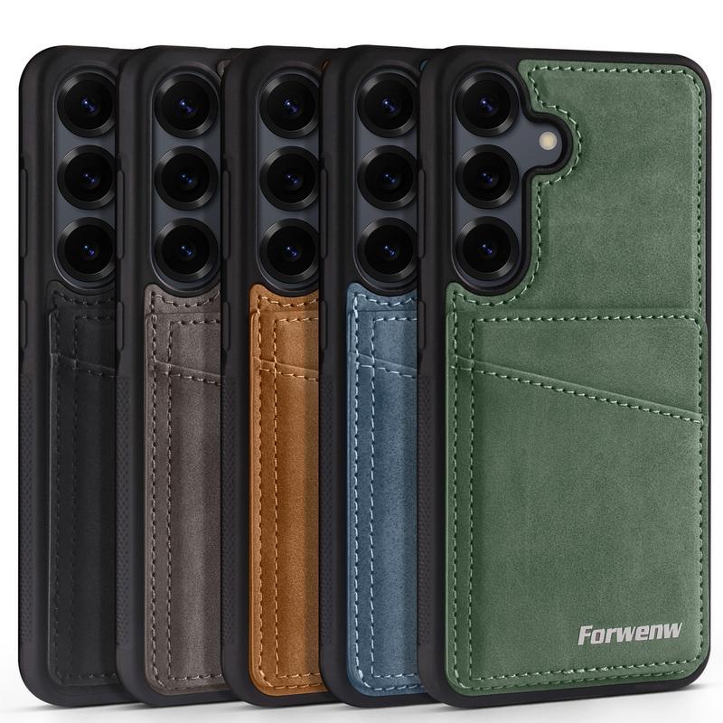 Luxury Back Leather Card Slots Stand Cover Case For Samsung S26 Ultra S25 Edge S24 S23 S22 Plus S21 FE A15 A16 A17 A34 A35 A36 A37 A54 A55 A56 A57 5G