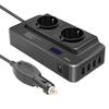 12V To 220V Converter Digital Display 200W Car Power Inverter with Dual EU Sockets and 4 USB Ports