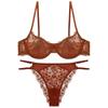 French Lace Half-Cup Bra Set: Ultra-Thin, Sexy Design for Enhanced Pure Desire and Anti-Sagging, Perfect for Big To Small Chest Transition.