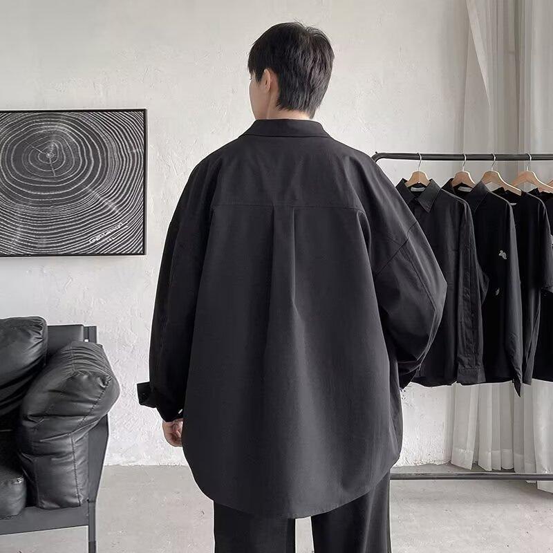 

2024 клетчатая рубашка с длинным рукавом Ins свободная рубашка мужская летняя тенденция универсальная повседневная куртка 3XL чёрный