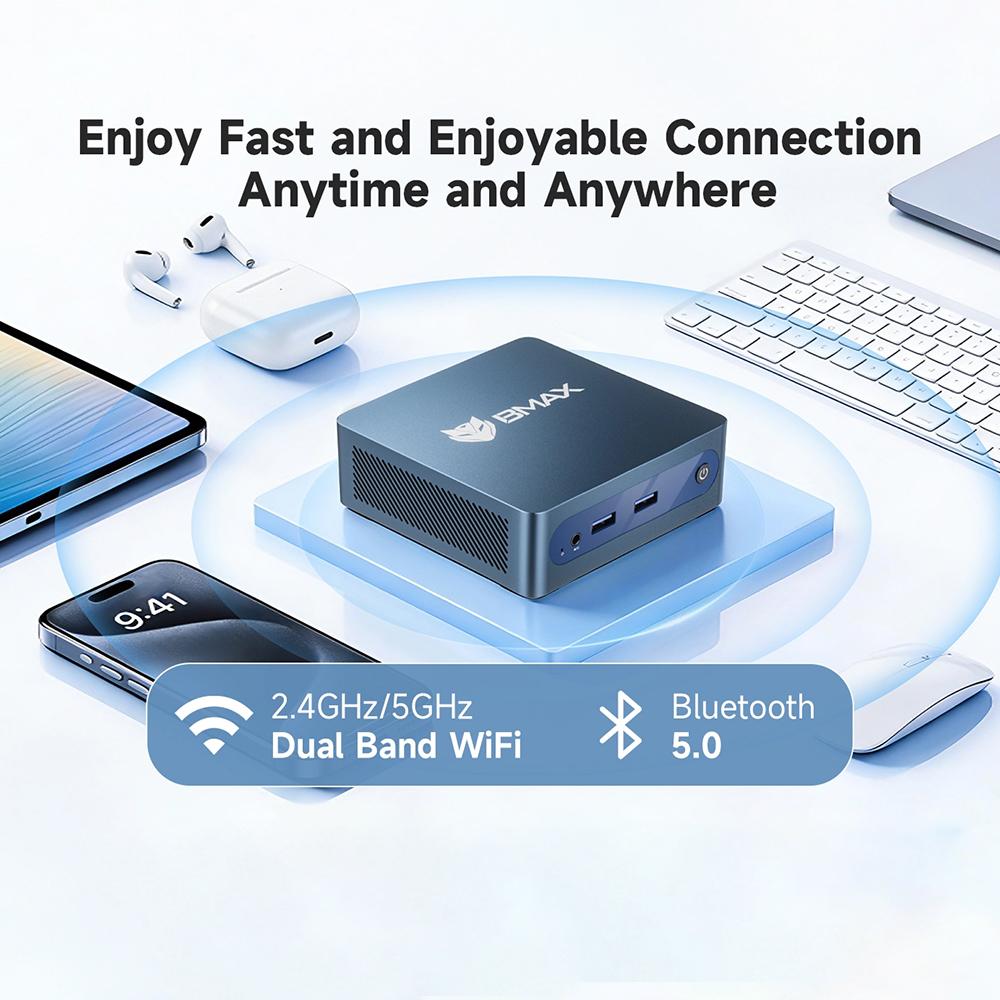 BMAX B1 Plus Windows 11 PC Intel J3355 6GB RAM 128GB ROM HDMI USB Wi-Fi Unterstützt 4K@60Hz Intel HD Graphics 500 Mini-PC