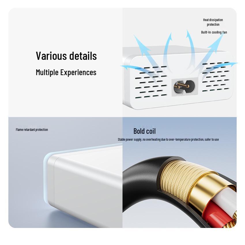 55W USB-C Multi-Port Charger - 6 Ports for Fast Charging Mobile Devices, Tablets, Laptops