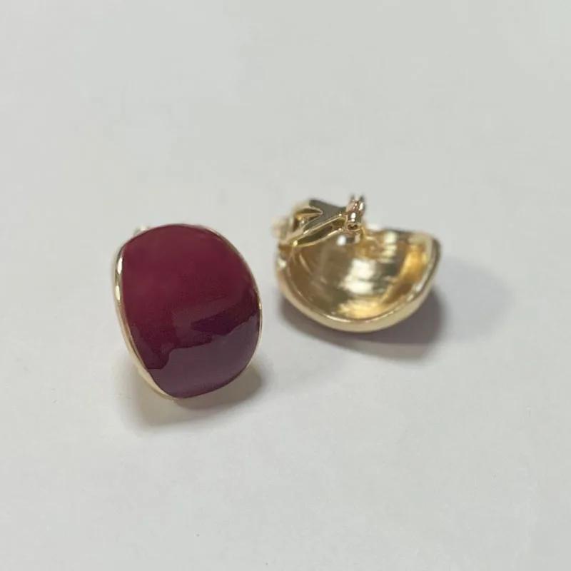 Red White Enamel Geometric Square Round Clip On Earrings For Women Party Trendy Simple No Piercing Ear Clips