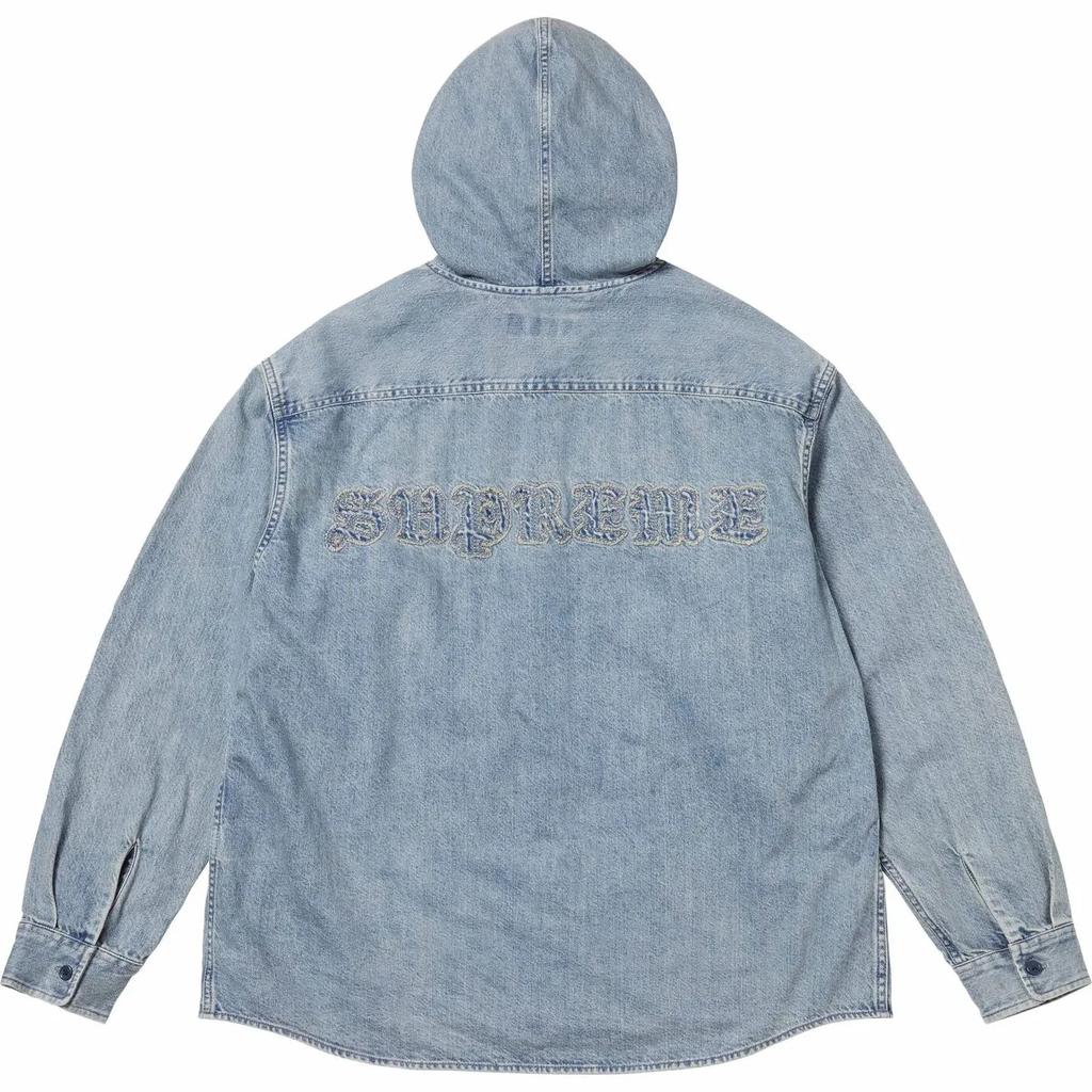 Supreme Hooded Denim Shirt Washed Indigo