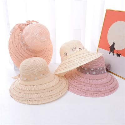 Sombrero de paja para mujer, sombrero de verano para mujer, sombrero de playa con protección solar, sombrero de viaje con lazo y lengüeta de pato