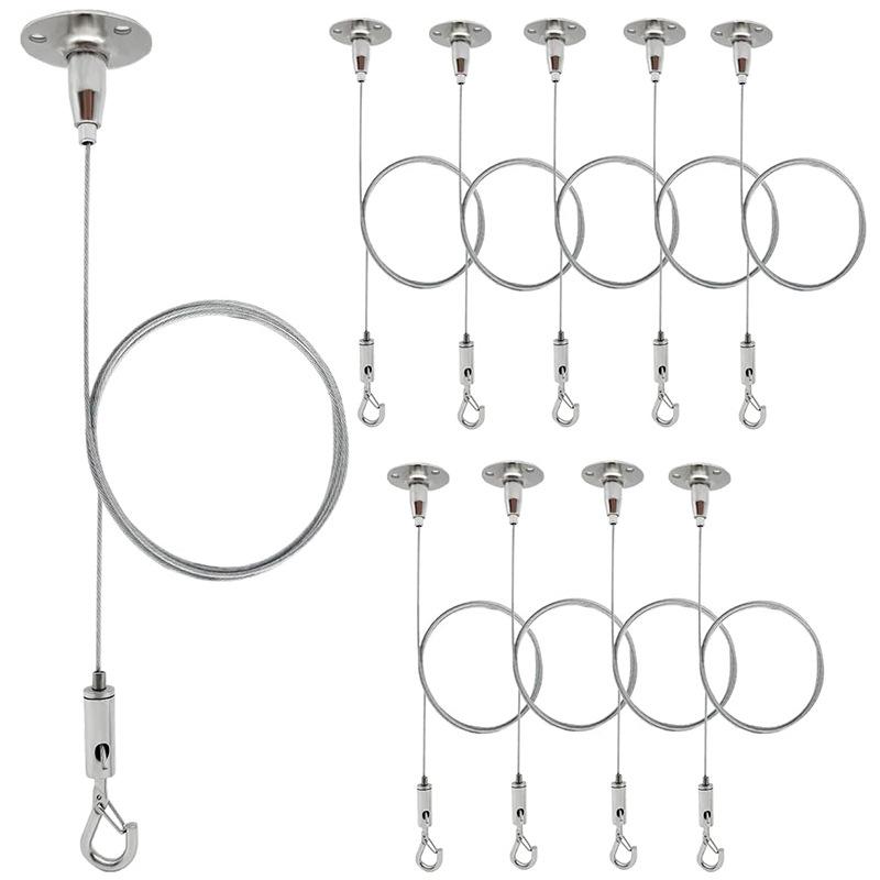 Adjustable Stainless Steel Wire Hanging Kit with Hook for Ceiling Signs and Luminaires