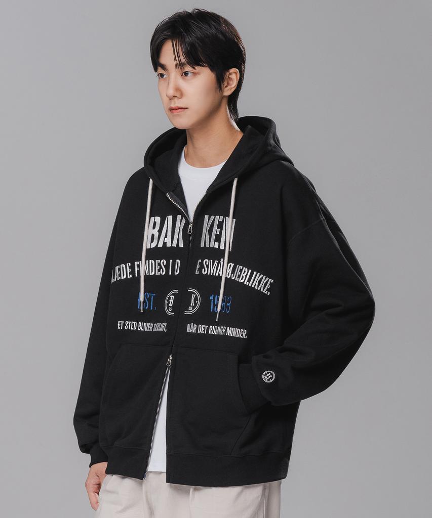 Bakken Four Seasons Embroidered Two-Way Zip-Up Hoodie Bk7993_Black