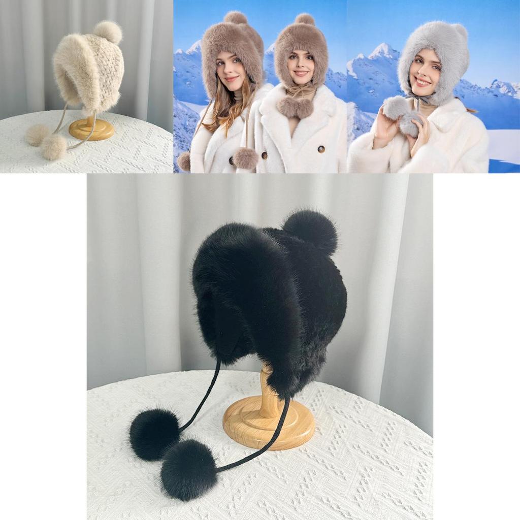 Winter Knit Beanie Hat With Earmuffs For Women Breathable Windproof Urban Style