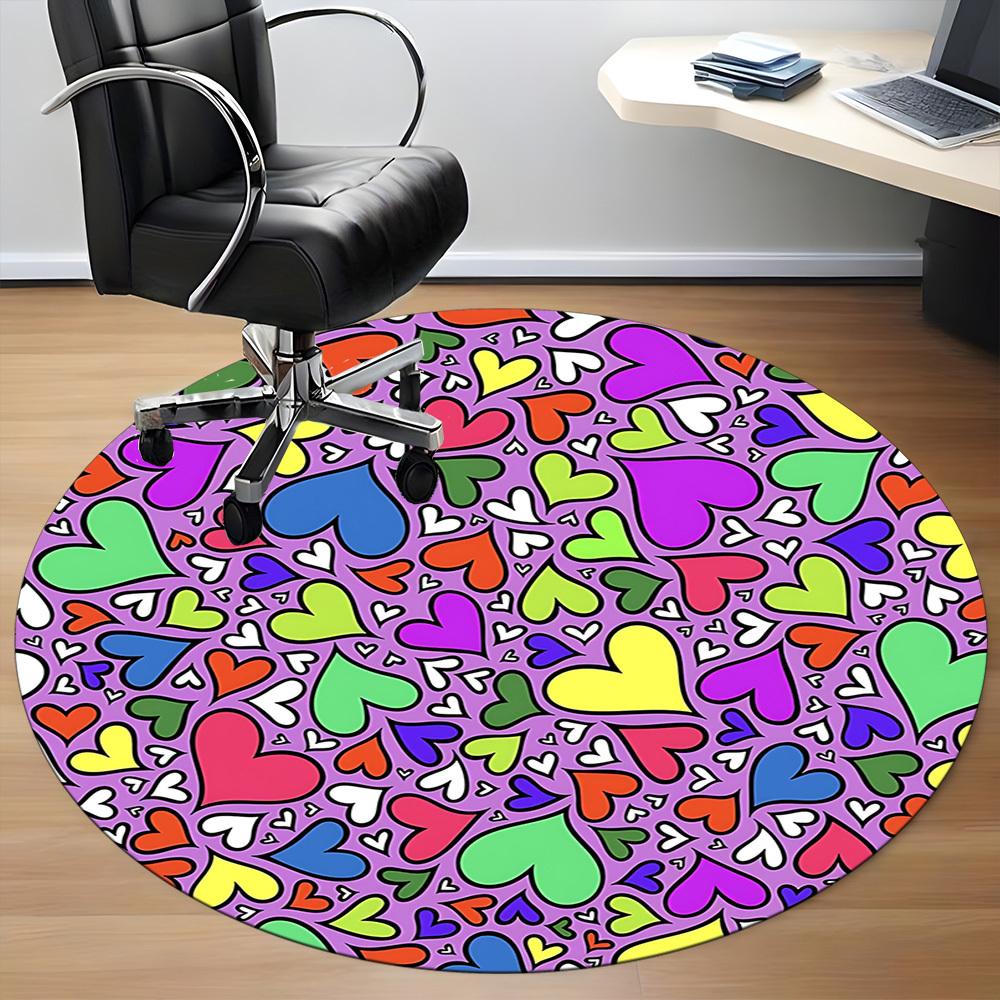 1pc Heart Print Chair Carpet for Office, Soft Flannel Throw Mat, Perfect for Office,Holiday Party Decoration Choice yy251113096