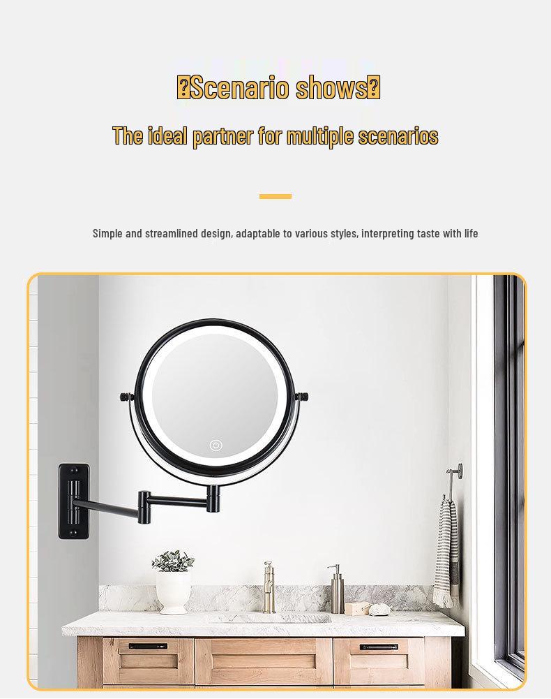 Wall-Mounted Double-Sided Telescopic LED Makeup Mirror