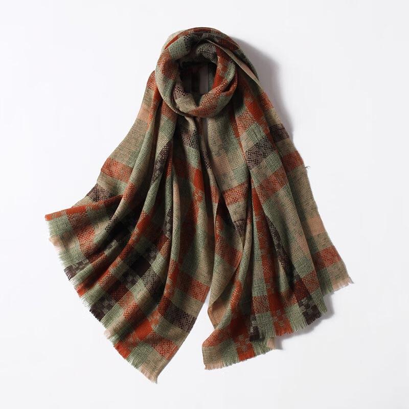 G·TENNA Women's Vintage Plaid Wool Scarf