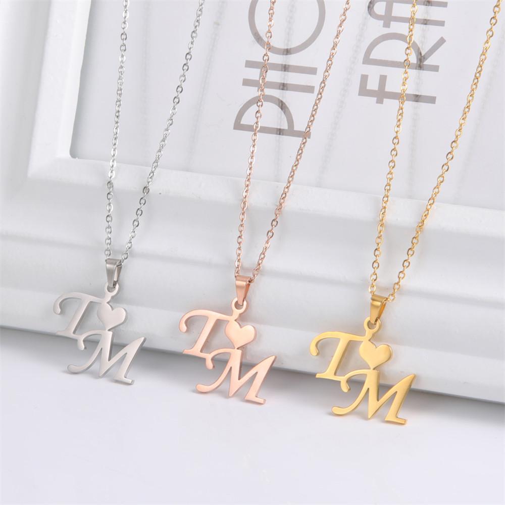 Lemegeton Personalisierte Namenskette Benutzerdefinierte Initialen Halsketten Für Frauen Edelstahl Schmuck Angepasste Namensschild Geschenk