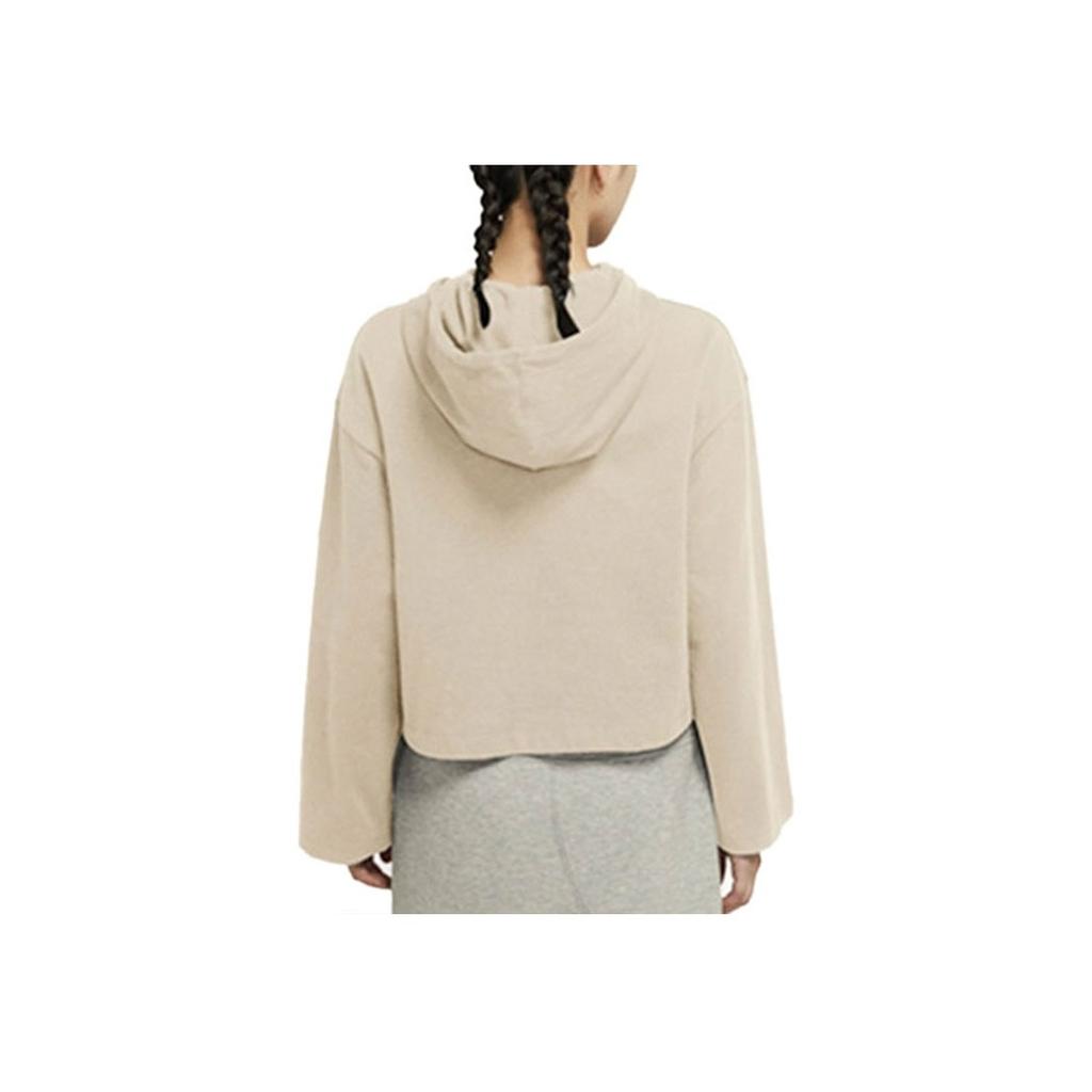 Nike Embroidered Logo Loose Casual Cropped Knit Hoodie Women Hoodie Beige CJ3741-140