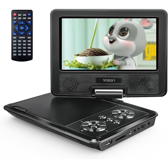 Lecteur DVD Portable - YOTON - 7,5 pouces - Écran pivotant HD - Autonomie 4-6 heures - Prise casque 3,5 mm