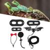 Reptile Harness and Leash Adjustable Lizard Traction Rope Hat Bowtie Set for Small Pet Animals(Black and Red Hat Set