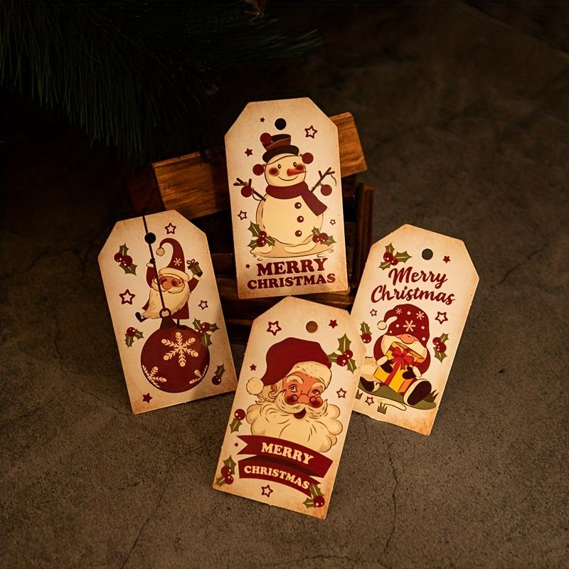 50Pcs/100pcs Christmas Retro Creative Santa Tag, Christmas Gift Message Card, Christmas Tree Decoration Card