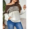 Women CrewNeck Vintage Knit Sweater Graphic Print Patchwork Long Sleeve Chunky Loose Casual Sweater Comfortable Fashion Commute Plus Pullover Sweater
