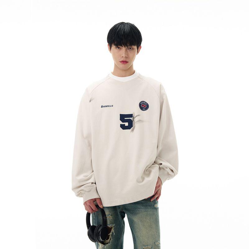 

Kisko American Retro Embroidered Printed Loose Sports Sweatshirt Unisex Trendy Niche Casual Jacket Ins Beige XL