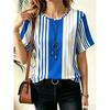 Moda Donna Girocollo Manica Corta Stampa Colore 3D Casual T-shirt Casual a Manica Corta Girocollo